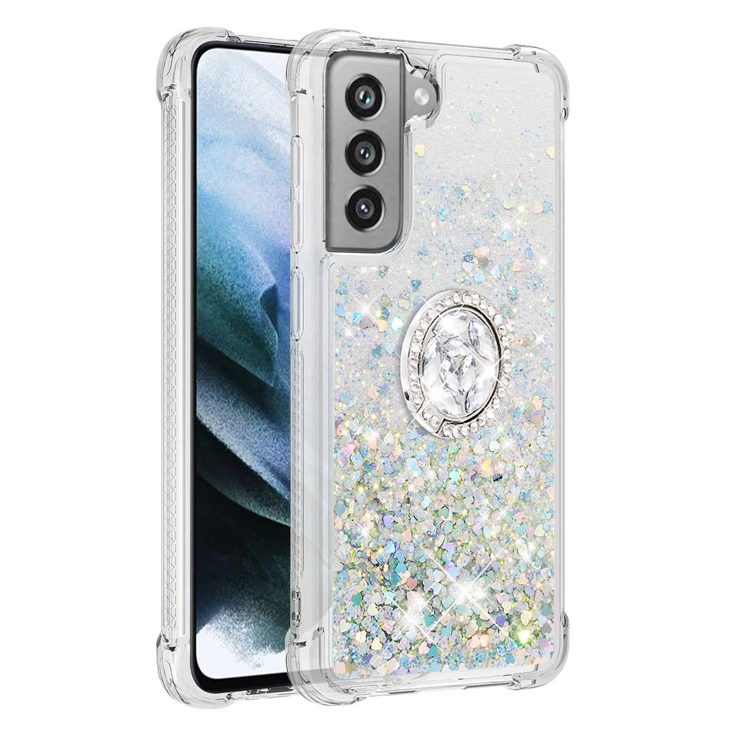 For Samsung Galaxy S21 FE 5G TPU Phone Case YB Quicksand Series-7 Liquid Quicksand Ring Kickstand Phone Cover For Samsung Galaxy S21 FE 5G TPU Phone Case YB Quicksand Series-7 Liquid Quicksand Ring Kickstand Phone Cover